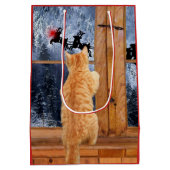 Oranje tafeltje met rode stip kerstmis medium cadeauzakje (Achterkant)