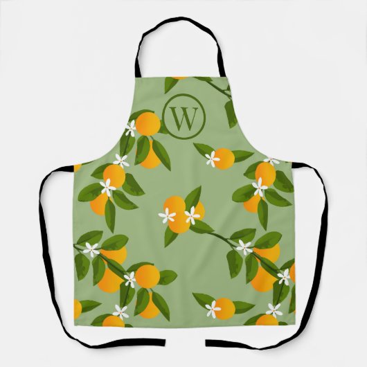 Oranje takken Fruit Patterned Schort (Voorkant)