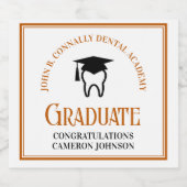 Oranje Tandheelkundige School Custom Graduation Pa Sparkling Wijnetiket (Enkel label)