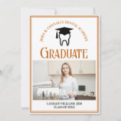 Oranje Tandheelkundige School Foto Custom Afstuder Aankondiging (Voorkant)