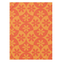 Oranje tangerine bloemen op mid-century scallop tafelkleed