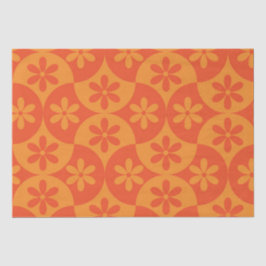 Oranje tangerine bloemen op mid-century scallop tissuepapier