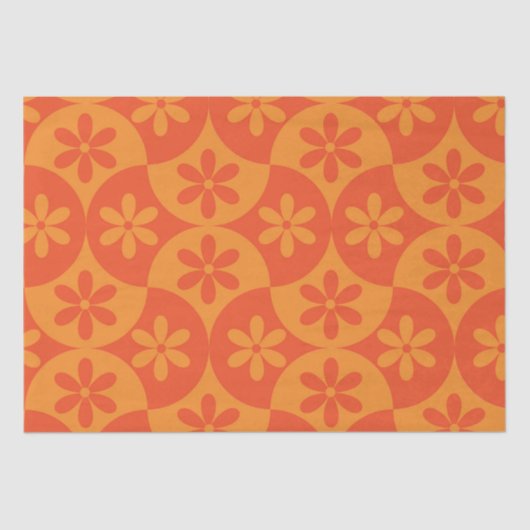 Oranje tangerine bloemen op mid-century scallop tissuepapier (Voorkant)