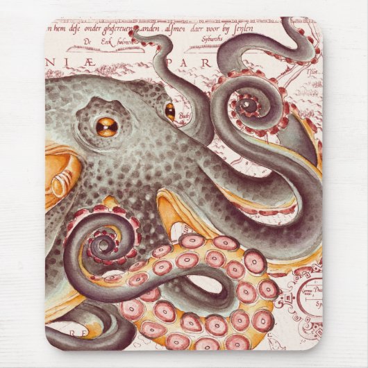 Oranje Tangerine Octopus Tentacles  Map Muismat (Voorkant)