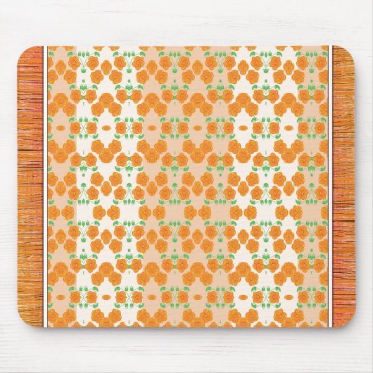 Oranje tapijt stijl bloemrijke designer muismat (Voorkant)