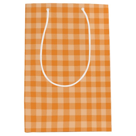 Oranje tartaar plaid zomer medium cadeauzakje (Voorkant)