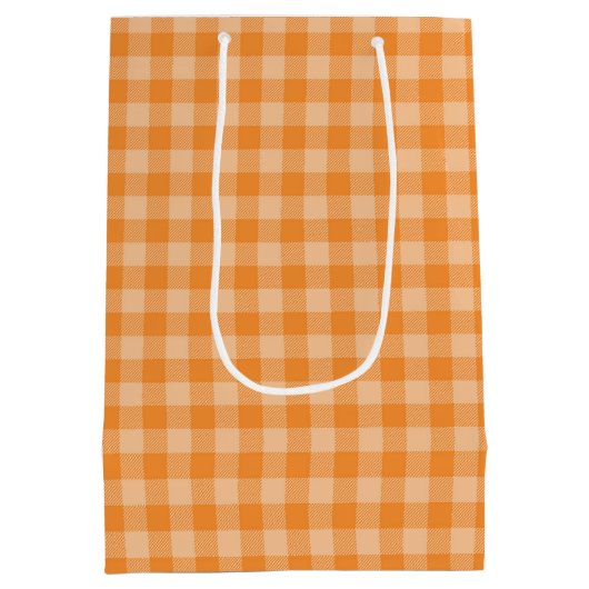 Oranje tartaar plaid zomer medium cadeauzakje (Achterkant)