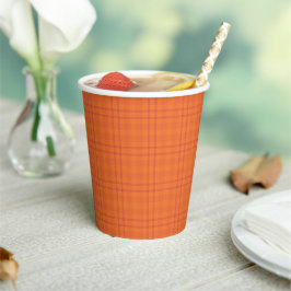 Oranje Tartan Patroon Papier Cups Papieren Bekers