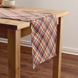 Oranje tartan ruit  korte tafelloper