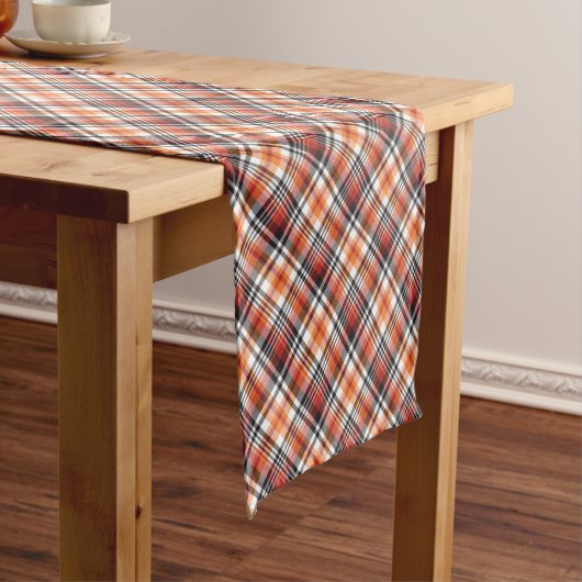 Oranje tartan ruit korte tafelloper (Voorbeeld)