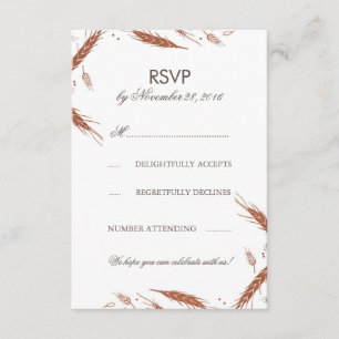 Oranje Tarwe Herfst Bruiloft RSVP Kaart