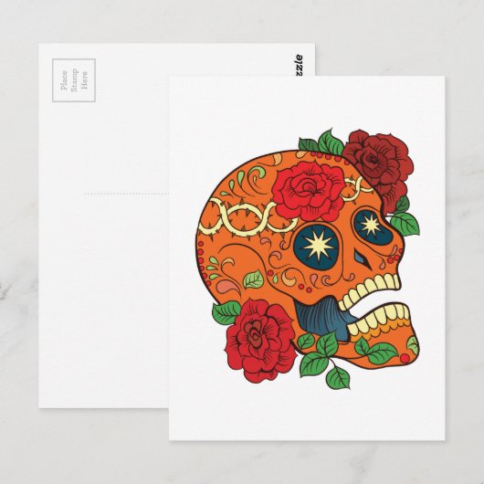 Oranje Tattoo Dag van de rode rozen van de Suiker Briefkaart (Voorkant / Achterkant)