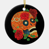 Oranje Tattoo Dag van de rode rozen van de Suiker Keramisch Ornament (Voorkant)