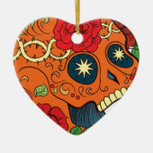 Oranje Tattoo Dag van de rode rozen van de Suiker Keramisch Ornament (Voorkant)