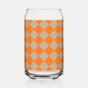Oranje Taupe Geruite Diamant Patroon Blikvorm Glas