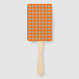 Oranje Taupe Geruite Diamant Patroon Handwaaier