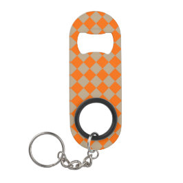 Oranje Taupe Geruite Diamant Patroon Mini Flessenopener