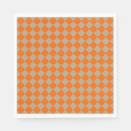Oranje Taupe Geruite Diamant Patroon Servet