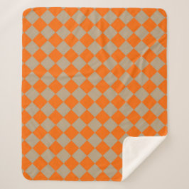 Oranje Taupe Geruite Diamant Patroon Sherpa Deken