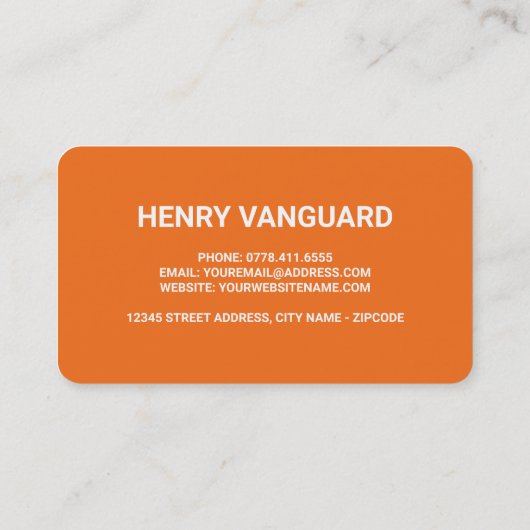 Oranje Taxi Cab Visitekaartje (Achterkant)