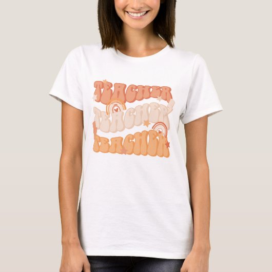 Oranje Teacher Teacher Retro T-shirt (Voorkant)
