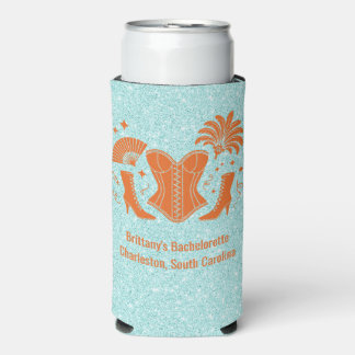 Oranje + Teal Las Vegas Showgirl Bach Seltzer Blikjeskoeler