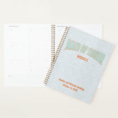 Oranje + Teal Nep Glitter Varsity BRUIDSJUFFERELIK Planner (Display)