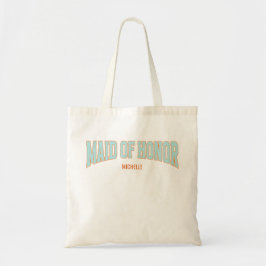 Oranje + Teal Nep Glitter Varsity EREBJUFFROUW Tote Bag