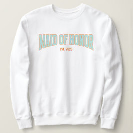 Oranje + Teal Nep Glitter Varsity GETUIGE Trui