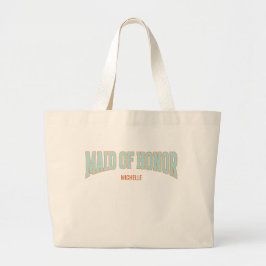 Oranje + Teal Nep Glitter Varsity GETUIGE VAN DE B Grote Tote Bag