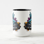 Oranje & Teal Vintage Paint Splat Auto Mok (Midden)