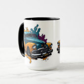 Oranje & Teal Vintage Paint Splat Auto Mok (Voorkant links)