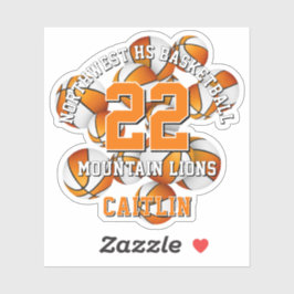 oranje team kleuren basketballen cluster w kinder  sticker