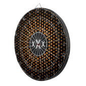 Oranje Techno Stippen Modern Monogram Dartbord (Voorkant Rechts)