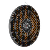 Oranje Techno Stippen Modern Monogram Dartbord (Voorkant Links)