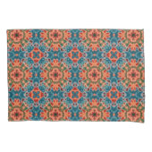 Oranje Teel Blue Green Orient Bohemian Art Pattern Kussensloop (Voorkant-Links)