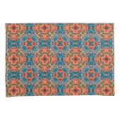 Oranje Teel Blue Green Orient Bohemian Art Pattern Kussensloop (Voorkant-Rechts)