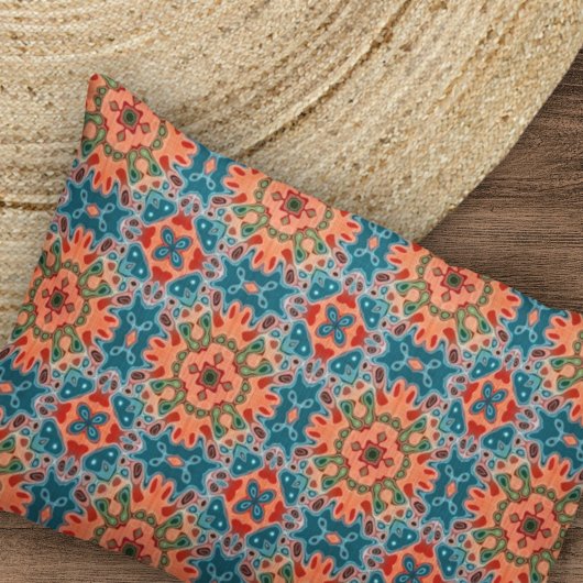 Oranje Teel Blue Green Orient Bohemian Art Pattern Kussensloop