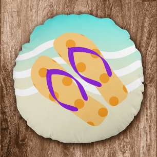 Oranje Teenslipper zomervakantie Rond Kussen