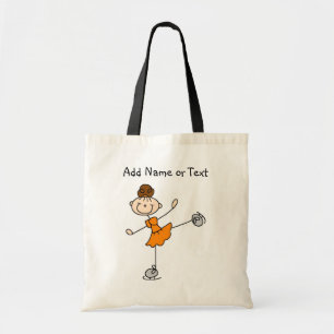 Oranje teken Figuur Girl Ice Skater Gepersonalisee Tote Bag