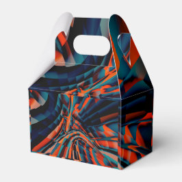 Oranje tekening van vierkantjes die op verdraaide  bedankdoosjes