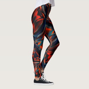 Oranje tekening van vierkantjes die op verdraaide  leggings