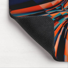 Oranje tekening van vierkantjes die op verdraaide  muismat