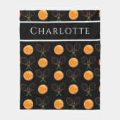 Oranje Tennis Balls & oude stijlracets Sportspel Fleece Deken (Voorkant)