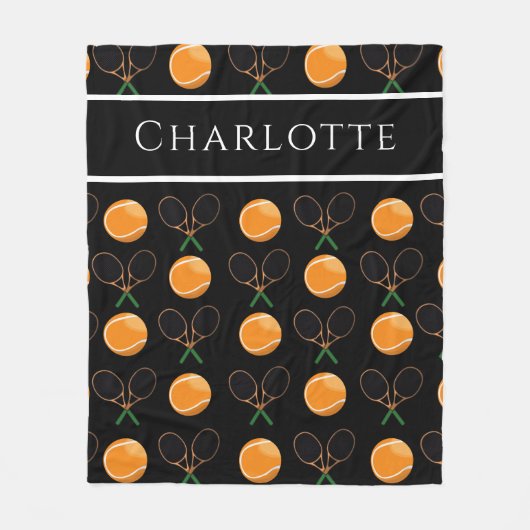 Oranje Tennis Balls & oude stijlracets Sportspel Fleece Deken (Voorkant)