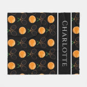 Oranje Tennis Balls & oude stijlracets Sportspel Fleece Deken (Voorkant (Horizontaal))