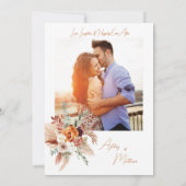 Oranje Terracaotta Boho Floral Wedding Invitation Kaart (Achterkant)