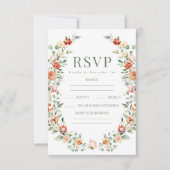 Oranje terracotta bloemen rustieke bruiloft RSVP k (Voorkant)