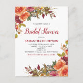 Oranje terracotta bloemenbruids doucheuitnodiging briefkaart (Voorkant)