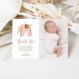 Oranje Terracotta Boho | Rainbow-Baby shower Foto Bedankkaart